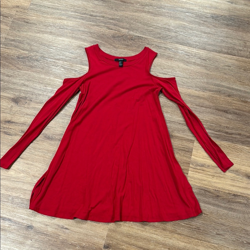 Elegant Red Cold Shoulder Dress